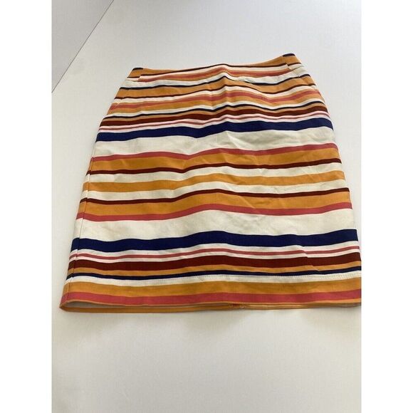 Merona Women’s Stretch Pencil Skirt Fully Lined Mid Rise Size 2 Striped Pockets - Picture 2 of 16